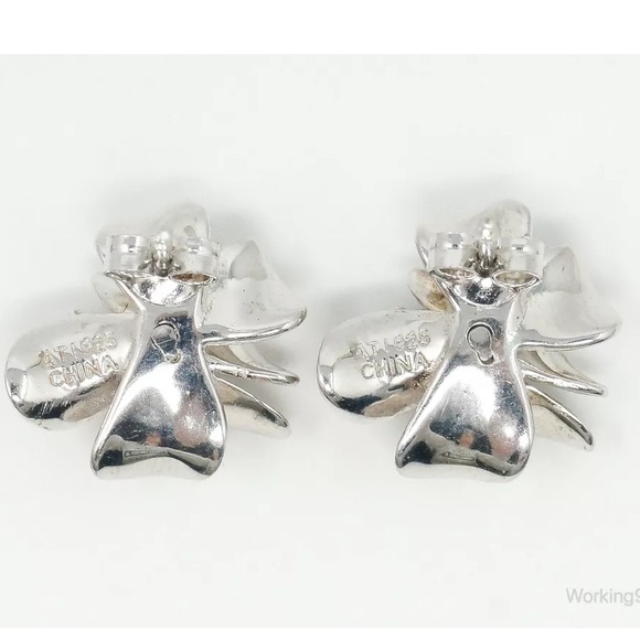 Sterling Silver Genuine Amethyst Flower Earrings - Picture 8 of 9